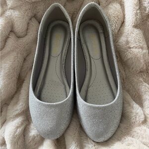 Women's Silver Glitter Ballet Flats